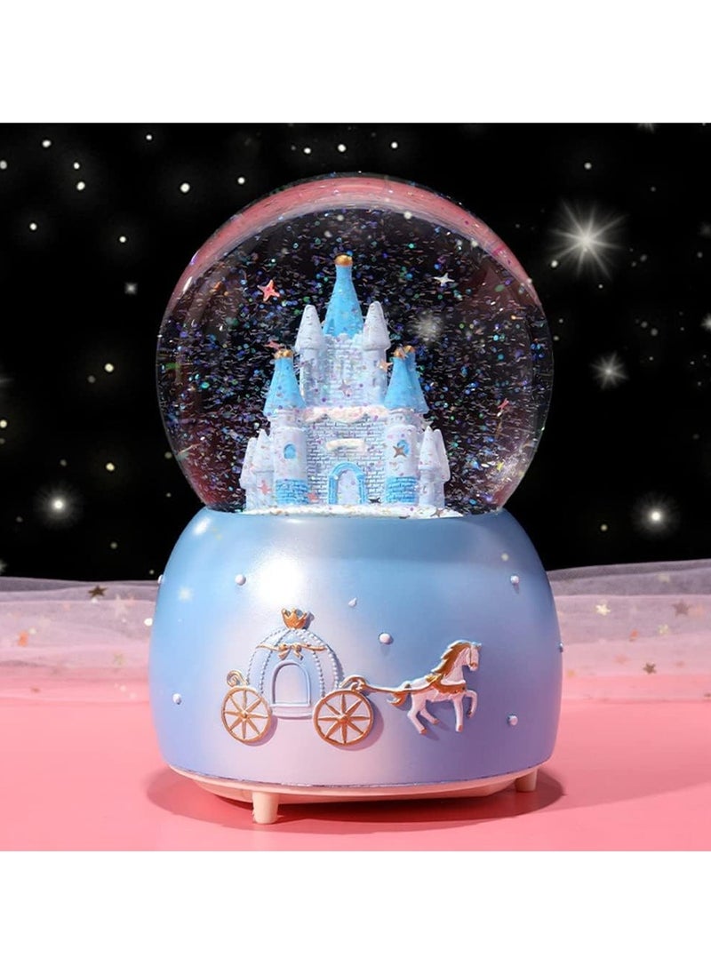 General Castle Snow Globe Music Box Cartoon Crystal Globe With Colour Changing LED Lights Kids Music Box Light Up Snow Globe Desktop Decorations Home Decoration  - Image 2
