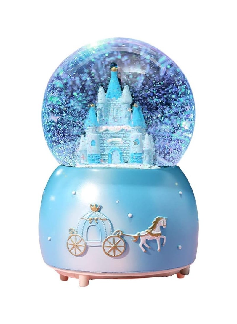 General Castle Snow Globe Music Box Cartoon Crystal Globe With Colour Changing LED Lights Kids Music Box Light Up Snow Globe Desktop Decorations Home Decoration  - Image 1