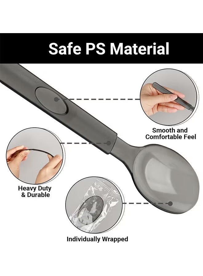 ح واحة 100 قطعة من ملاعق بلاستيكية للاستخدام مرة واحدة، ملاعق بلاستيكية مقاس 17 سم، ملاعق شديدة التحمل، مجموعة أدوات للاستخدام مرة واحدة للحفلات وحفلات الزفاف وأعياد الميلاد والعطلات والتجمعات العائلية وآيس كريم بنكهة القهوة والشوكولاتة، ملاعق حلوى للحفلات - Image 3