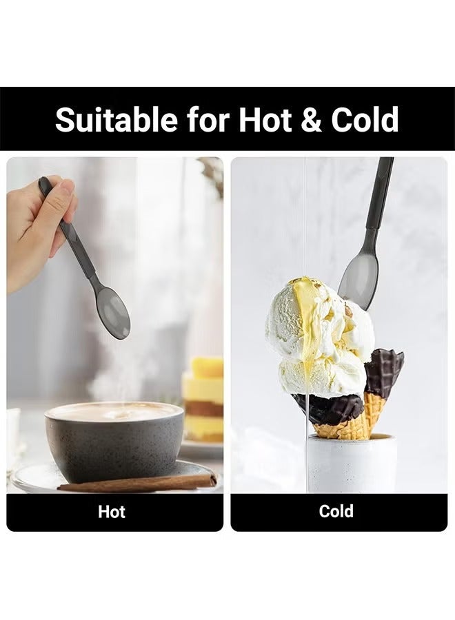 ح واحة 100 قطعة من ملاعق بلاستيكية للاستخدام مرة واحدة، ملاعق بلاستيكية مقاس 17 سم، ملاعق شديدة التحمل، مجموعة أدوات للاستخدام مرة واحدة للحفلات وحفلات الزفاف وأعياد الميلاد والعطلات والتجمعات العائلية وآيس كريم بنكهة القهوة والشوكولاتة، ملاعق حلوى للحفلات - Image 5