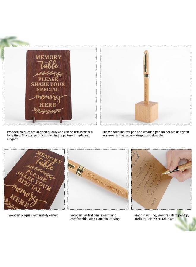 PREKIAR Funeral Guest Book Set Wooden Guest Books for Memorial Service Celebration of Life in Loving Memory with 50pcs Share a Memory Card Cards Box Table Sign and Pen (Brown- Guest Book Set #3) - Image 3