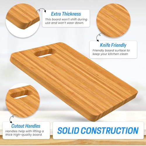 INKULTURE Large Natural Bamboo Wood Chopping Cutting Board for Kitchen Vegetables, Fruits & Cheese, BPA Free, Eco-Friendly, Anti-Microbial (34 x 24cm) - Image 4