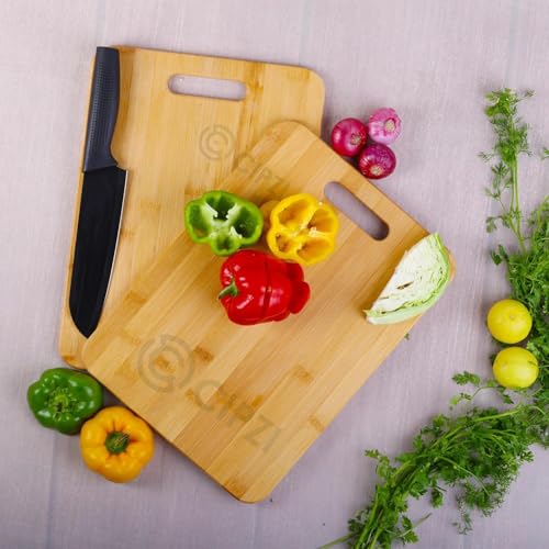 INKULTURE Large Natural Bamboo Wood Chopping Cutting Board for Kitchen Vegetables, Fruits & Cheese, BPA Free, Eco-Friendly, Anti-Microbial (34 x 24cm) - Image 5
