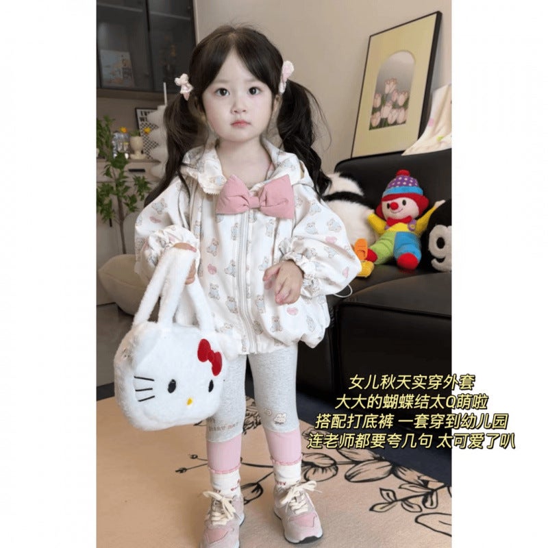 Girls' Coat Girl Baby Clothes Autumn White Top Western Style Autumn Suit - Image 1