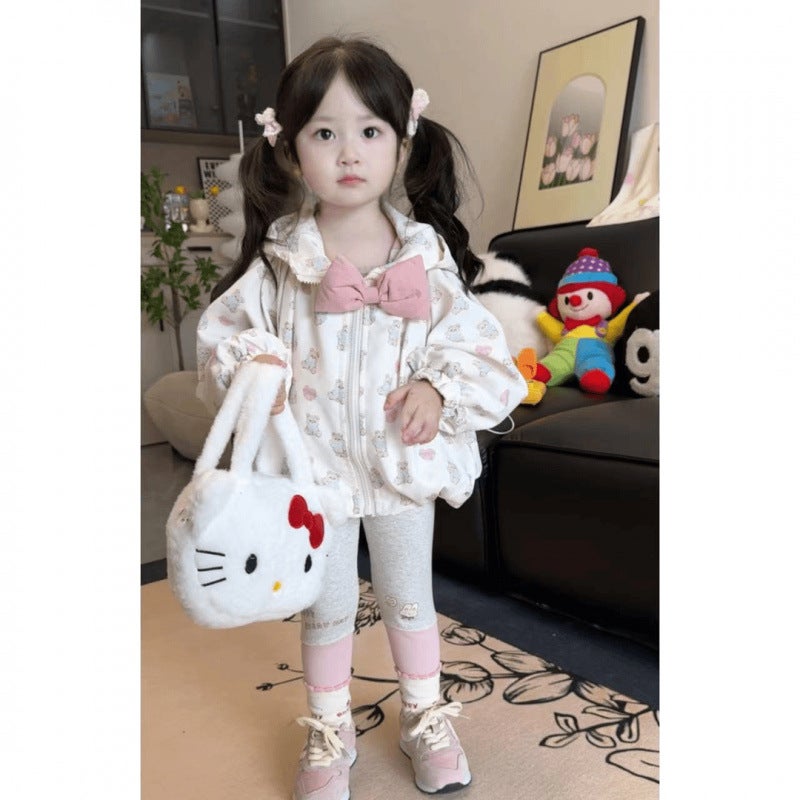 Girls' Coat Girl Baby Clothes Autumn White Top Western Style Autumn Suit - Image 5