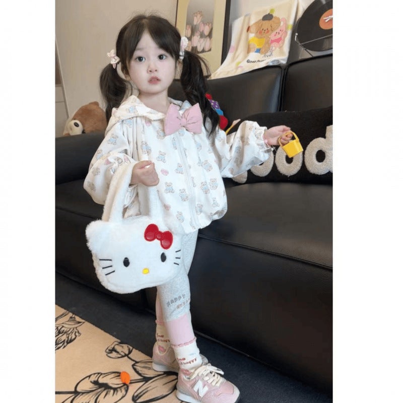 Girls' Coat Girl Baby Clothes Autumn White Top Western Style Autumn Suit - Image 4