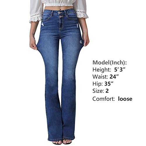 VIPONES Bell Bottom Jeans for Women High Waisted Bootcut Stretch Flare Blue Denim Pants (101,Size 8) - Image 5
