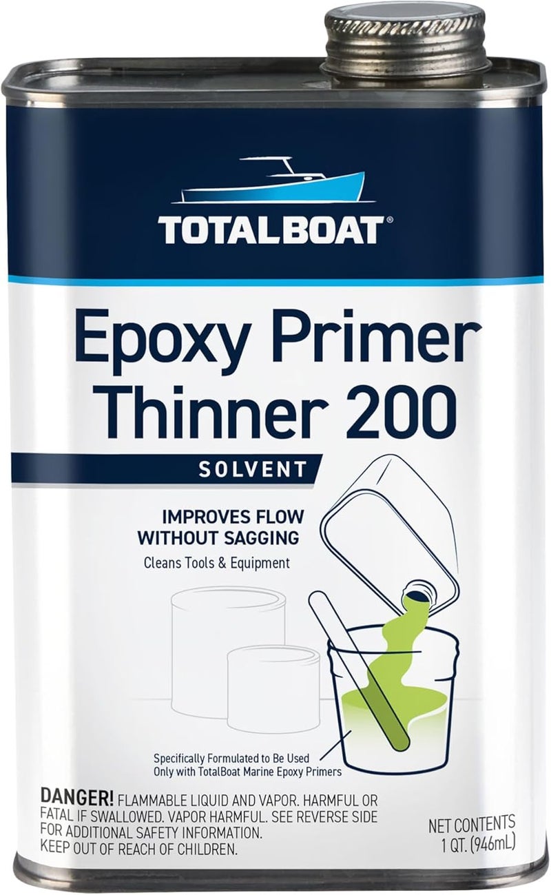 TotalBoat Epoxy Primer Thinner 200 Marine Solvent (Quart), Clear - Image 1