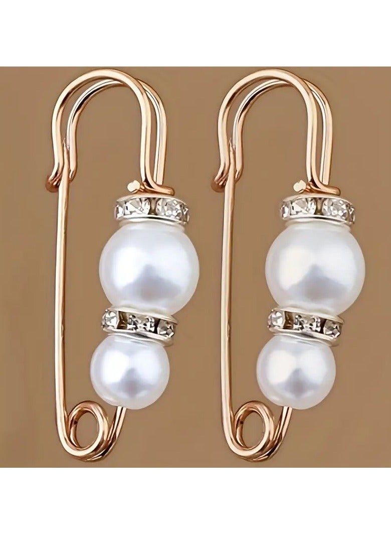 Goolsky 2pcs White Pearls Pants Waist Pin Elegant Fixed Brooch for Women Clothes Decoration  - Image 2