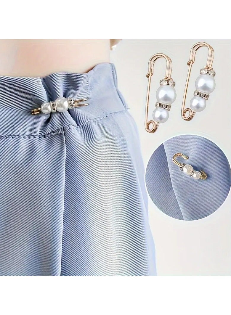 Goolsky 2pcs White Pearls Pants Waist Pin Elegant Fixed Brooch for Women Clothes Decoration  - Image 3