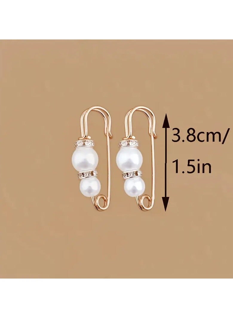 Goolsky 2pcs White Pearls Pants Waist Pin Elegant Fixed Brooch for Women Clothes Decoration  - Image 5