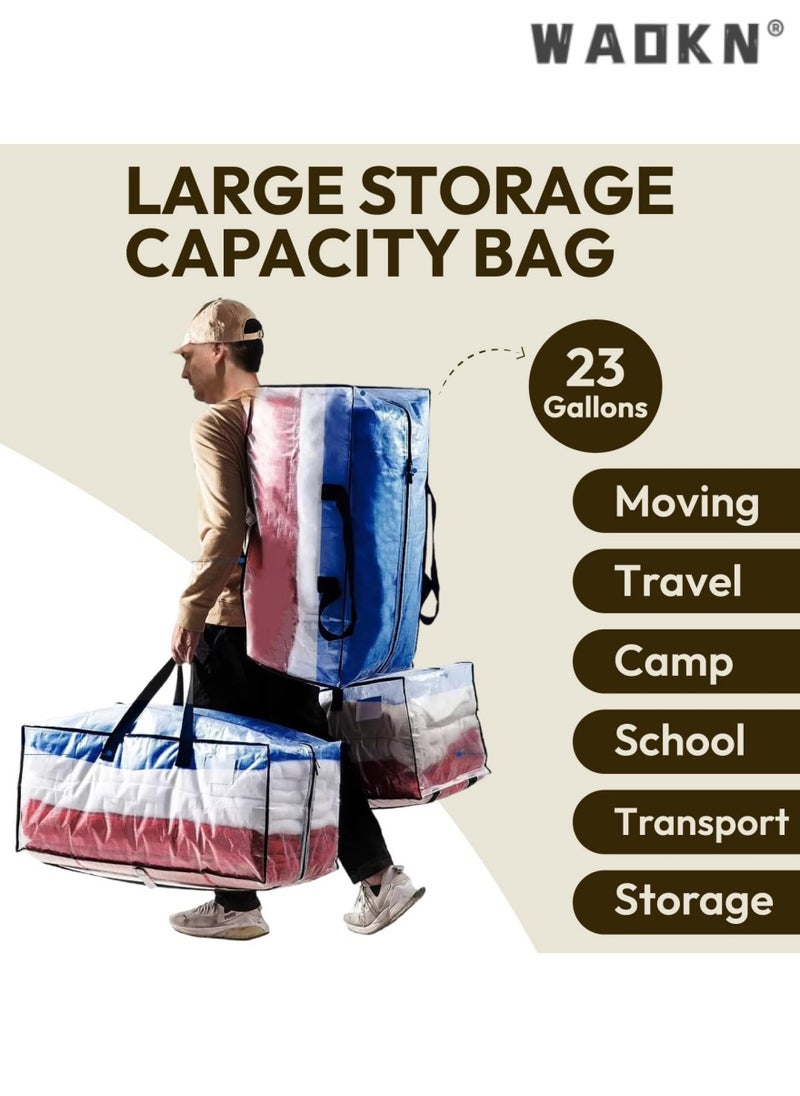 WAOKN - 2-Pack Extra-Large Transparent Moving Backpacks with Backpack Straps, Sturdy Handles, and Zippers | Space-Saving, Ultra-Durable Storage Bags Ideal for Moving, Camping, and Travel - Image 1