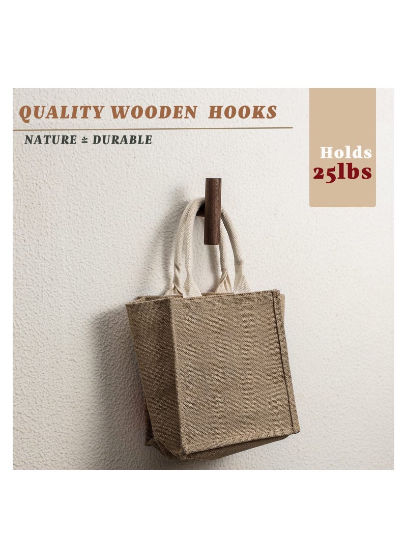 SYOSI 4 Pack Walnut Coat Hooks Wall Mounted Pegs Wooden Organizer Hangers Vintage Single Hooks Natural Wood Hangers Rustic Wall Pegs Minimalist Hook Design For Hanging Hat Towel Bag Rope  - Image 2