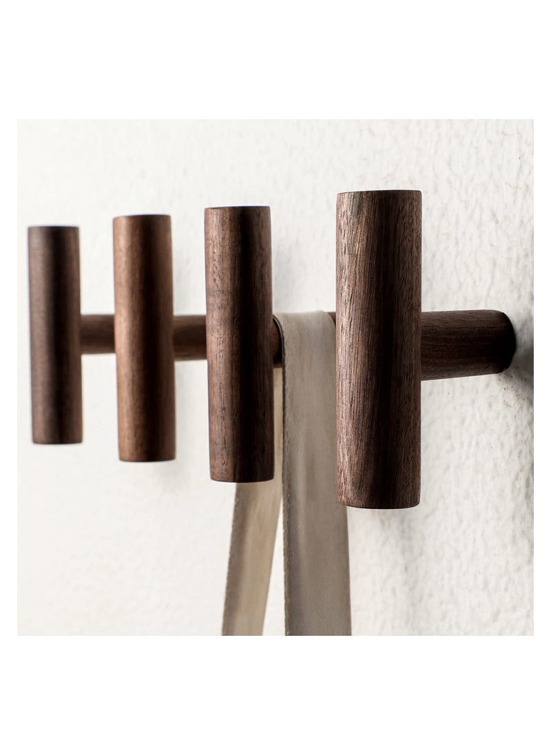 SYOSI 4 Pack Walnut Coat Hooks Wall Mounted Pegs Wooden Organizer Hangers Vintage Single Hooks Natural Wood Hangers Rustic Wall Pegs Minimalist Hook Design For Hanging Hat Towel Bag Rope  - Image 1