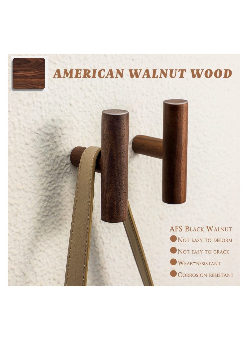SYOSI 4 Pack Walnut Coat Hooks Wall Mounted Pegs Wooden Organizer Hangers Vintage Single Hooks Natural Wood Hangers Rustic Wall Pegs Minimalist Hook Design For Hanging Hat Towel Bag Rope  - Image 3