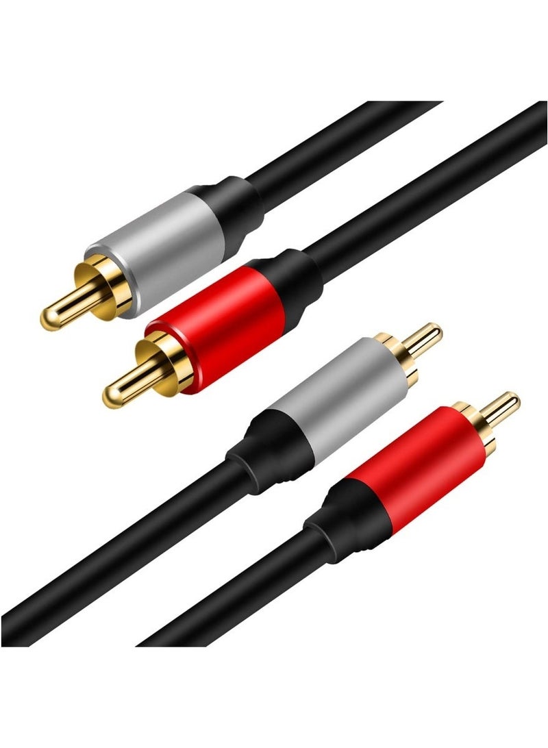 كابل صوت 2RCA إلى 2RCA بطول 3 أقدام، موصلات ذهبية، كابل ستيريو ذكر للمسرح المنزلي، أجهزة التلفاز عالية الدقة، أجهزة الألعاب، أنظمة الصوت عالي الدقة1 متر - Image 2