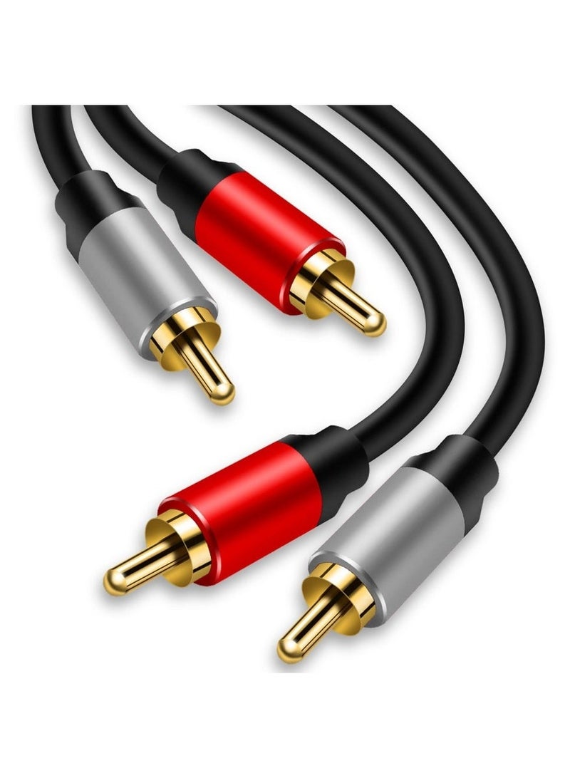 كابل صوت 2RCA إلى 2RCA بطول 3 أقدام، موصلات ذهبية، كابل ستيريو ذكر للمسرح المنزلي، أجهزة التلفاز عالية الدقة، أجهزة الألعاب، أنظمة الصوت عالي الدقة1 متر - Image 1