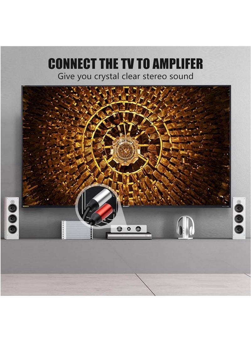 كابل صوت 2RCA إلى 2RCA بطول 3 أقدام، موصلات ذهبية، كابل ستيريو ذكر للمسرح المنزلي، أجهزة التلفاز عالية الدقة، أجهزة الألعاب، أنظمة الصوت عالي الدقة1 متر - Image 5