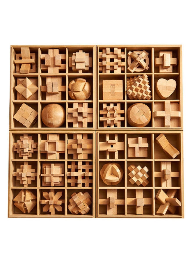 Generic - Luban Lock Kongming Lock Beech Wood Unlock Unleash Unleash Children's Collage Building Blocks Toy Boys Primary School Edition Cheap-Color:High-end Beech 6-piece Set B (primary School Grade 1-3) - Image 1