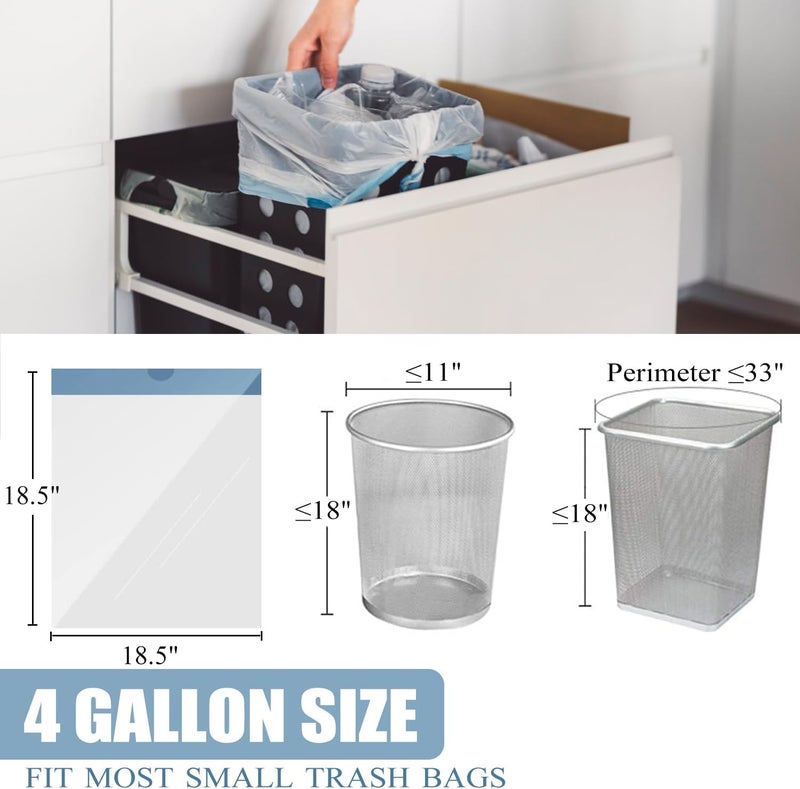 BENEVAL Small Trash Bags 4 Gallon - 150 Count Drawstring 4 Gallon Trash Bag, Tear-Free 4 Gal Small Garbage Bags for Office Bedroom Bathroom Trash Bags, Unscented White 4 Gal Trash Can Liners - Image 2