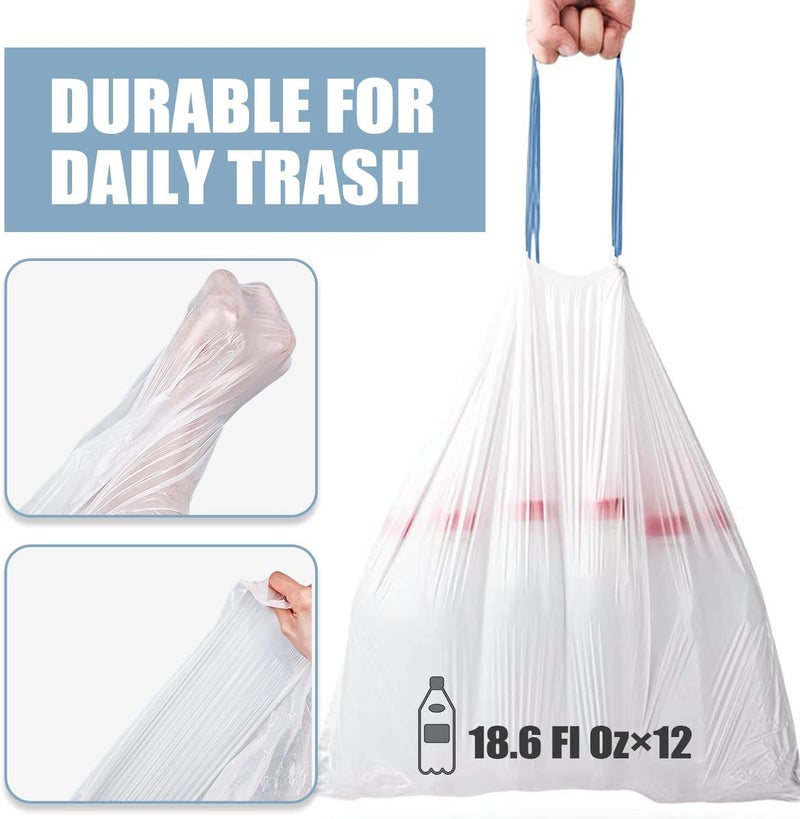 BENEVAL Small Trash Bags 4 Gallon - 150 Count Drawstring 4 Gallon Trash Bag, Tear-Free 4 Gal Small Garbage Bags for Office Bedroom Bathroom Trash Bags, Unscented White 4 Gal Trash Can Liners - Image 5