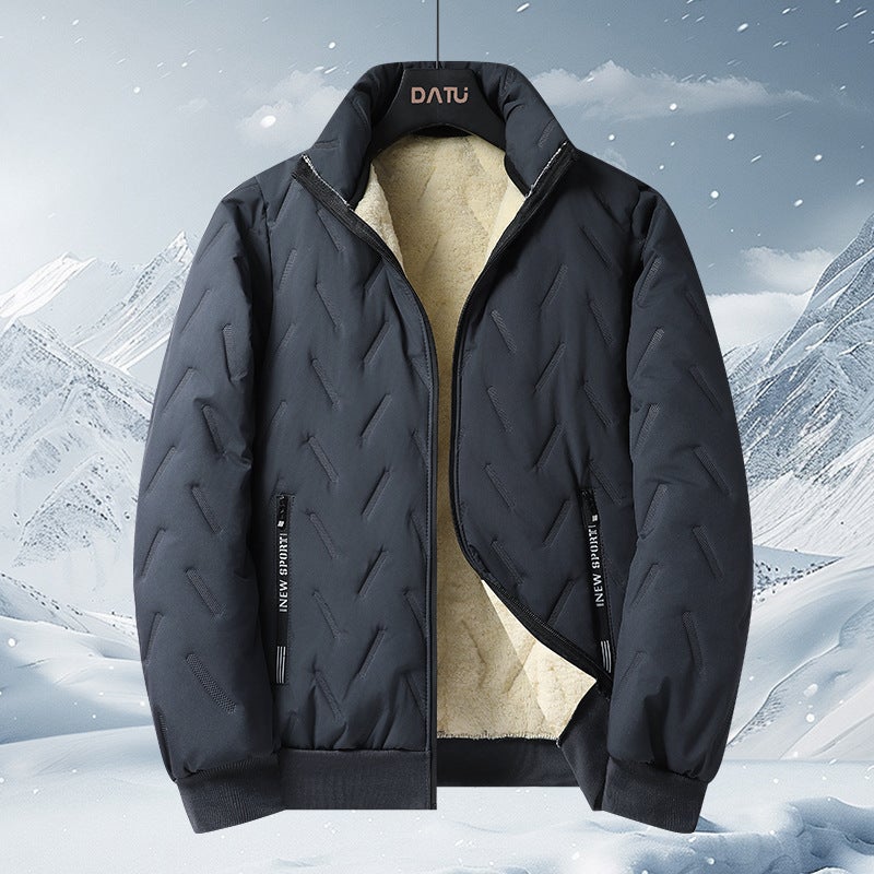 Men'S Warm Three-Piece Set Stand-Up Collar Cashmere Vest Jacket Ultrasonic Cotton Pants - Image 5