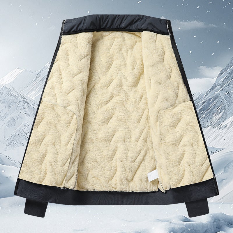 Men'S Warm Three-Piece Set Stand-Up Collar Cashmere Vest Jacket Ultrasonic Cotton Pants - Image 4