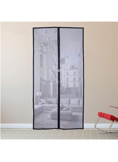 Magnetic Button Mosquito Repellent Soft Curtain(120cmX210cm) Door Curtain with Super-tight Self-closing Magnetic Seal and Durable Polyester Mesh, Full Frame Mounting Tape(Black)