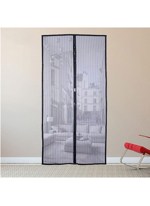 Magnetic Button Mosquito Repellent Soft Curtain(120cmX210cm) Door Curtain with Super-tight Self-closing Magnetic Seal and Durable Polyester Mesh, Full Frame Mounting Tape(Black)