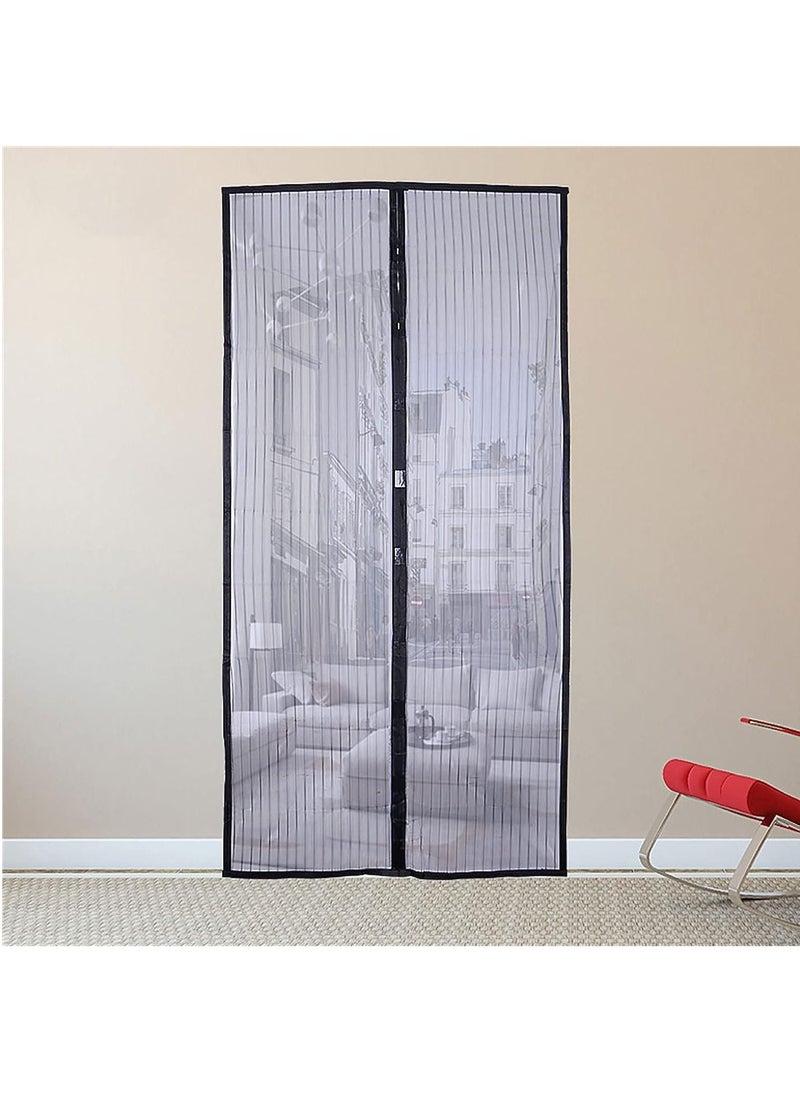 YOMYM - Magnetic Button Mosquito Repellent Soft Curtain(120cmX210cm) Door Curtain with Super-tight Self-closing Magnetic Seal and Durable Polyester Mesh, Full Frame Mounting Tape(Black) - Image 1