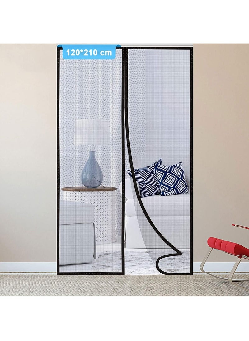 YOMYM - Magnetic Button Mosquito Repellent Soft Curtain(120cmX210cm) Door Curtain with Super-tight Self-closing Magnetic Seal and Durable Polyester Mesh, Full Frame Mounting Tape(Black) - Image 1