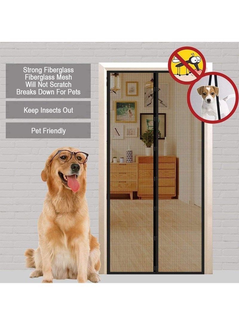 YOMYM - Magnetic Button Mosquito Repellent Soft Curtain(120cmX210cm) Door Curtain with Super-tight Self-closing Magnetic Seal and Durable Polyester Mesh, Full Frame Mounting Tape(Black) - Image 1