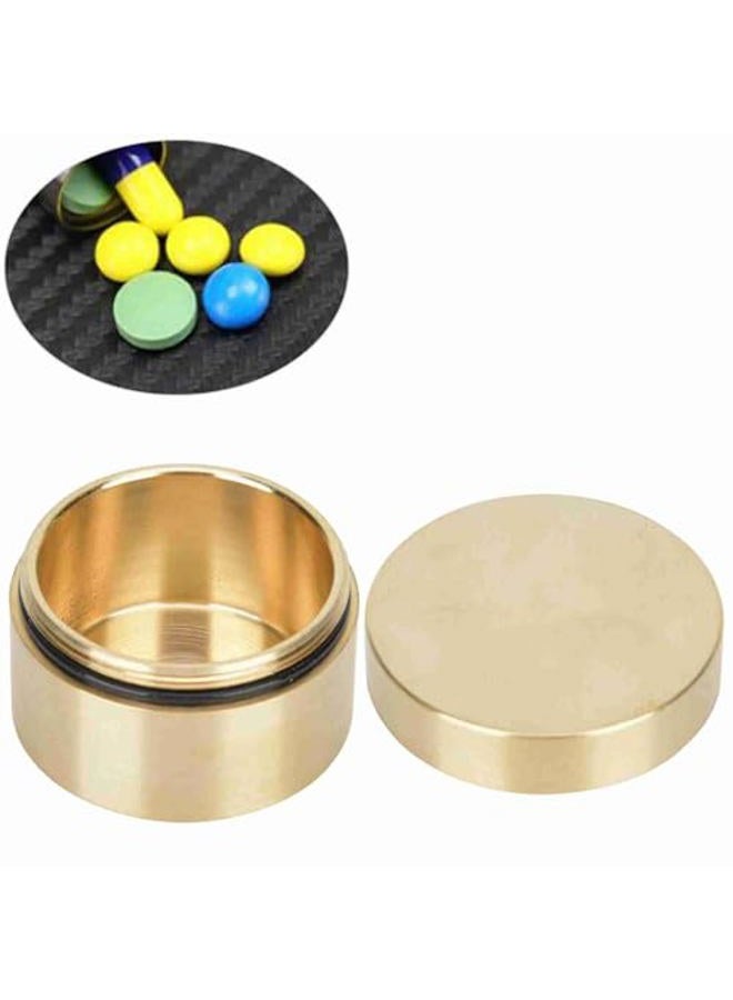 Tbest Storage Box, Waterproof Round Shape Box Metal Jewelry Sealed Container Dustproof Moisture-Proof Coin Storage Box(M) Pill Fob Brass Container - Image 4