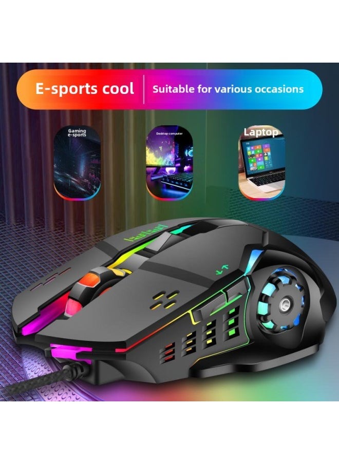 Generic Mouse Wired Usb Mute Silent Home Office Desktop Laptop Cf E-sports Game Lol Male Interface-Color:Black Standard Version + Mouse Pad-Interface:Official Standard  - Image 5