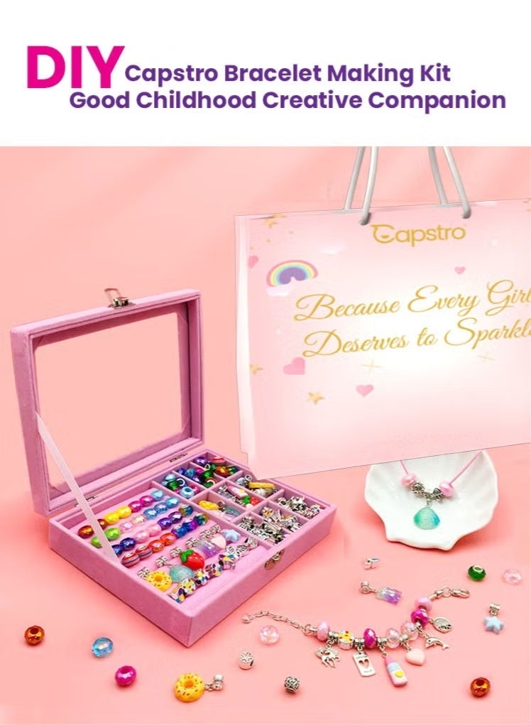 Capstro 76-Piece Charm Bracelet Making Kit – Premium DIY Jewelry Set with Charms, Snake Chain Bracelets, Necklace, Gift Box u0026 Handbag - Image 5