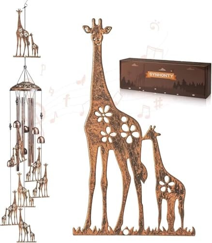 Synhonty Giraffe Wind Chimes for OutsideGardening Gifts for Giraffe LoverWomenMenMomBirthday Party DecorationsMemorial GiftsWind Chimes OutdoorsIndoorsRoomHomeWallGardenPatioYard Decor - Image 1