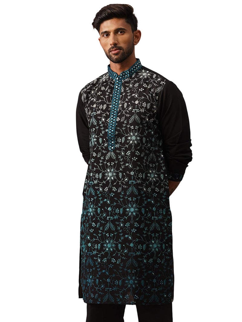 jompers قميص جومبرز الرجالي من مزيج الحرير المطرز بنمط زهور - Image 1