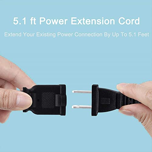 Yeatel 5ft Extension Cord,2 Prong Small and Thin Extension Cords,Male/Female for NEMA 1-15P to NEMA 1-15R Short Extension Cord Indoor (1, Black 5ft) - Image 5