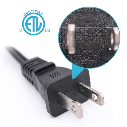 Yeatel 5ft Extension Cord,2 Prong Small and Thin Extension Cords,Male/Female for NEMA 1-15P to NEMA 1-15R Short Extension Cord Indoor (1, Black 5ft) - Image 4