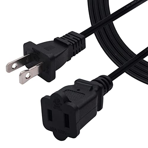 Yeatel 5ft Extension Cord,2 Prong Small and Thin Extension Cords,Male/Female for NEMA 1-15P to NEMA 1-15R Short Extension Cord Indoor (1, Black 5ft) - Image 2