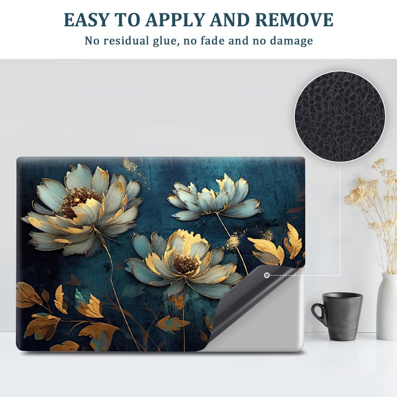 ArtSo Laptop Skin Sticker Decal,16.5 17 17.3inch Laptop Netbook PC Notebook Universal Vinyl Reusable Skin Sticker Cover Personalized Art Case Protector, Golden Flower - Image 4