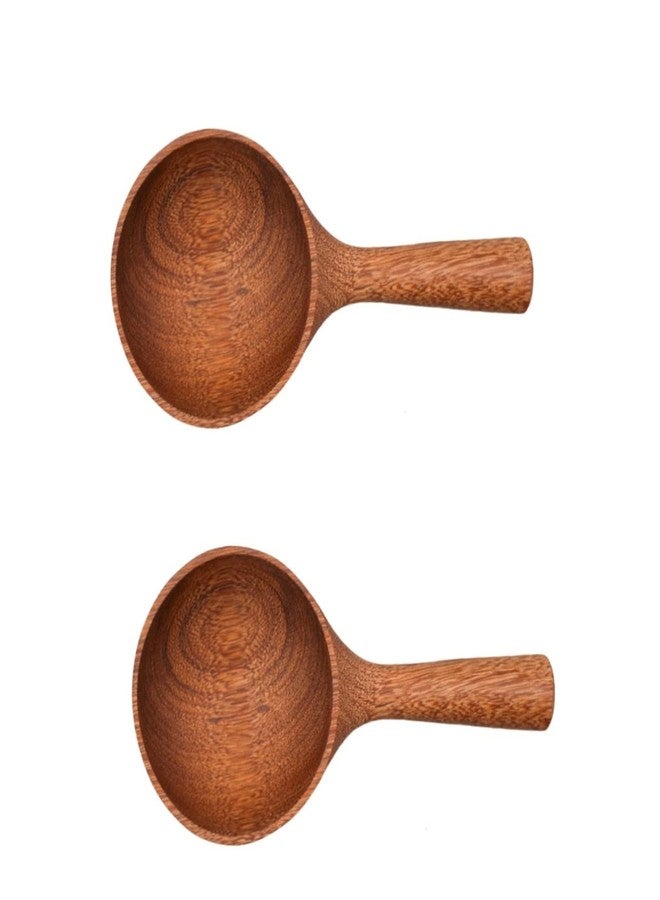 KICHOUSE 1/2 Cup Scoop 2pcs Wooden Water Ladle Spoons Japanese Spoon Chinese s Cutlery Wooden Soup Multi-function Wood Short Handle Scoop Scoop - Image 1
