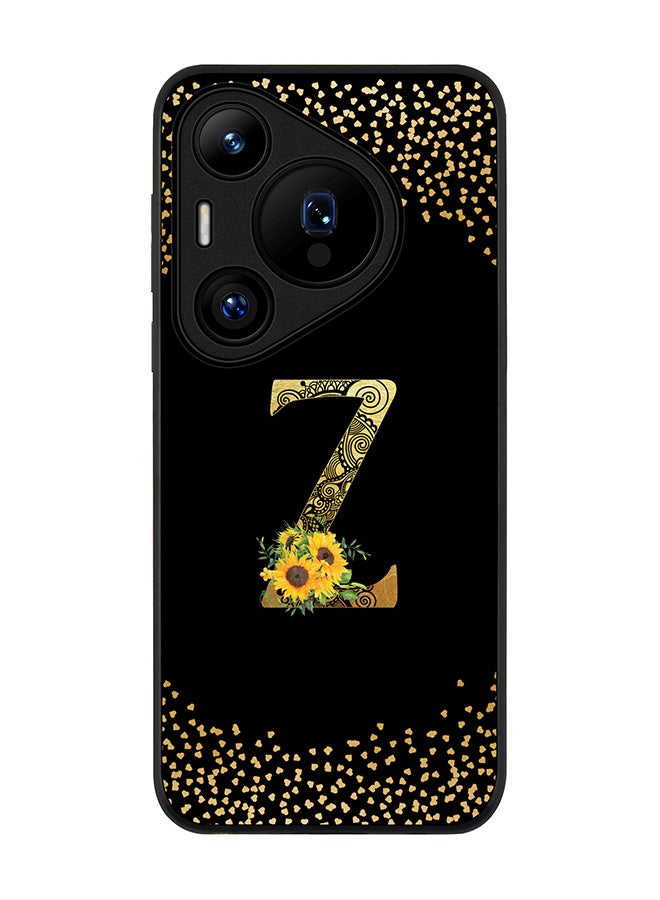 Stylizedd Rugged Black edge case for Huawei Pura 70 Pro / Huawei Pura 70 Pro Plus Case Cover- Custom Monogram Initial Letter Floral Pattern Alphabet - Z (Black) - Image 1