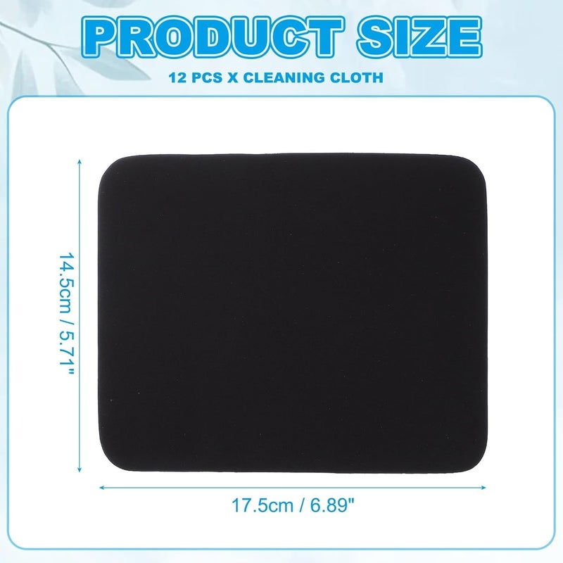 [12 Pcs] Premium Soft Microfiber Cleaning Polishing Pads - Size 17.5 x 14 cm, Multi-Use for Polishing Glasses, Watches, Phone Screens, Tablets, Camera Lenses - Black - Image 3