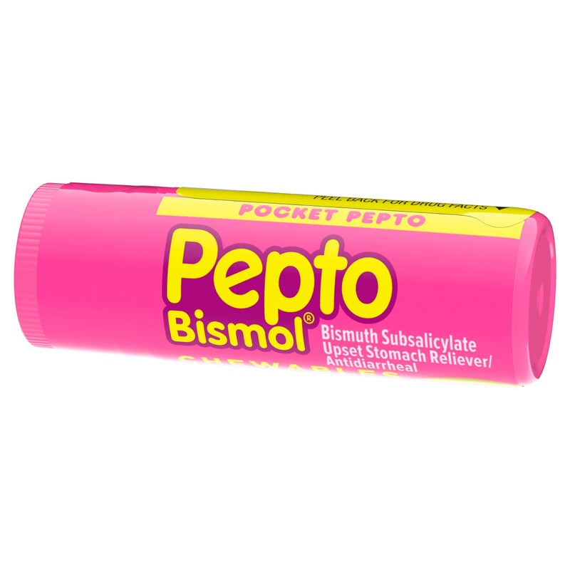 Pepto Bismol Cherry Chewable Tablets, Pocket To-Go, Upset Stomach Relief, Nausea Relief, Heartburn Relief, Indigestion Relief, Anti Diarrhea Medication for Adults - 5 Symptom Relief, 12 ct - Image 2