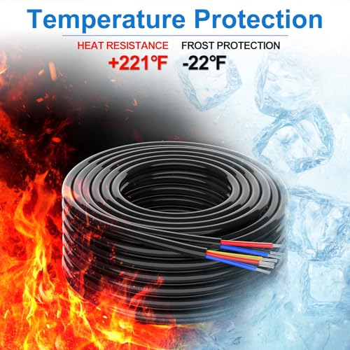 NAOEVO 18 Gauge Wire 4 Conductor Wire, 18 AWG 4 Core Stranded PVC Cable, Tinned Copper/Low Voltage 12V/Flexible Extension Cord for Automotive Trailer Wiring, Lamp Cord, Marine, RGB Cable (30FT) - Image 4
