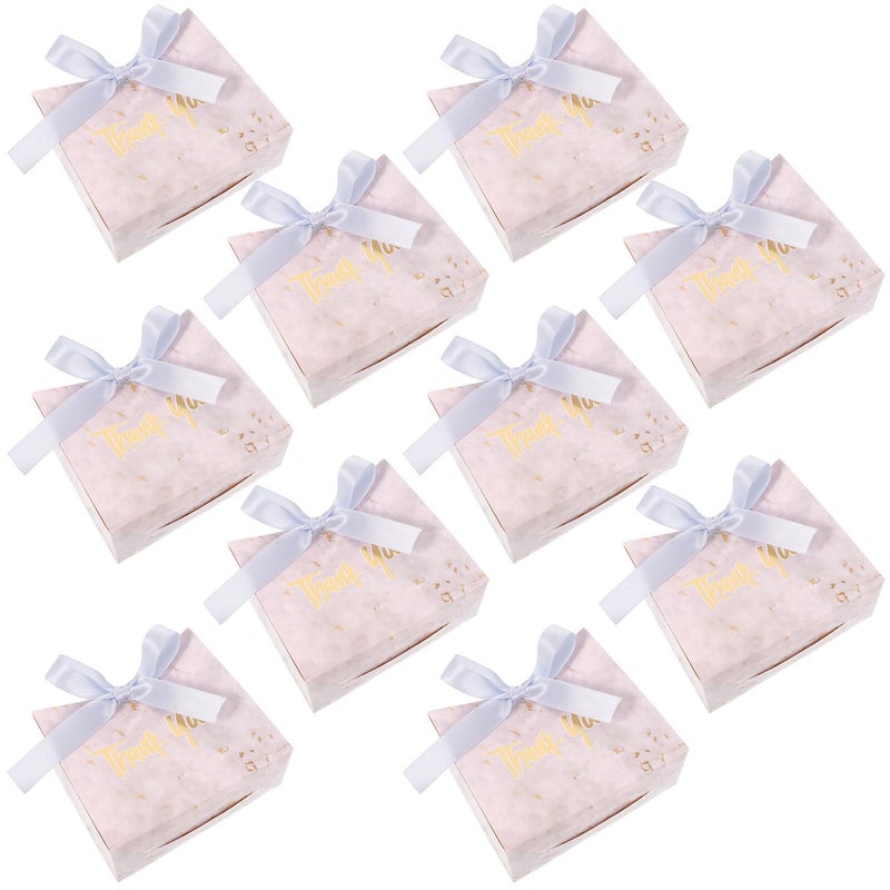 Marble Pattern Party Favor Bags with Blue Ribbon Handles for Wedding Birthday Gift Wrapping - Image 2