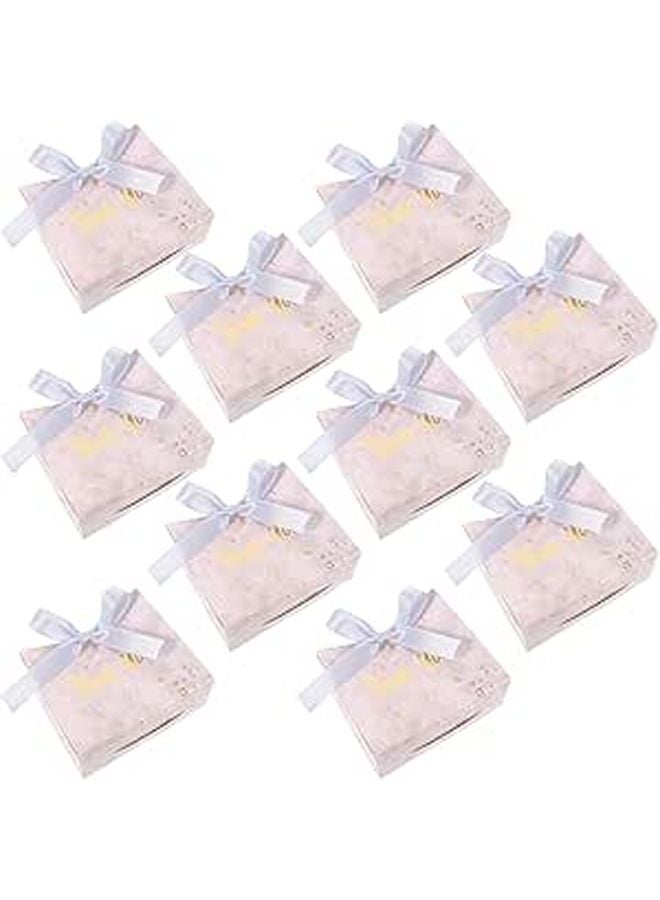 Marble Pattern Party Favor Bags with Blue Ribbon Handles for Wedding Birthday Gift Wrapping - Image 1