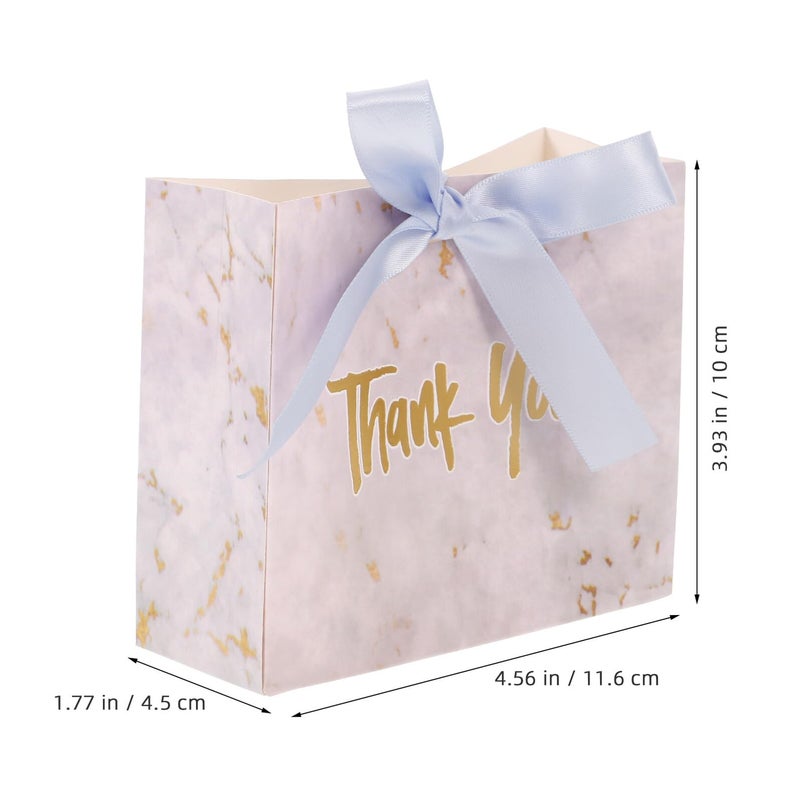 Marble Pattern Party Favor Bags with Blue Ribbon Handles for Wedding Birthday Gift Wrapping - Image 3
