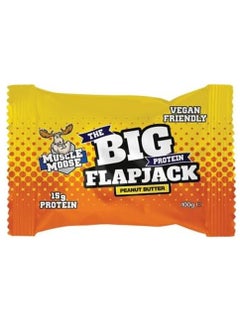 Muscle Moose Big Vegan Protein Flapjack, Protein Oat Bar, Oatmeal 15g Protein (PACK OF 1, PEANUT BUTTER)